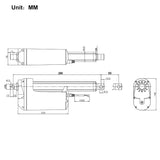 50MM 12V 24V 12000N Schwerindustrie Elektrischer Linearantrieb Elektrozylinder C5 (Modell 0041901)