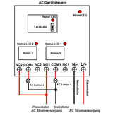 2 Kanäle AC Funkempfänger 433, 92 Mhz mit Potentialfreier Kontakt Relais (Modell 0020467)