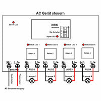 4 Kanal Funkschalter 230V Mit Fernbedienung und Potentialfreies Relais (Modell 0020226)